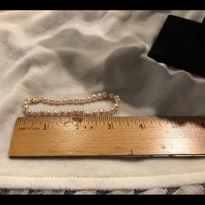 Pink Fresh Water Pearl Bracelet 14k Clasp over 925